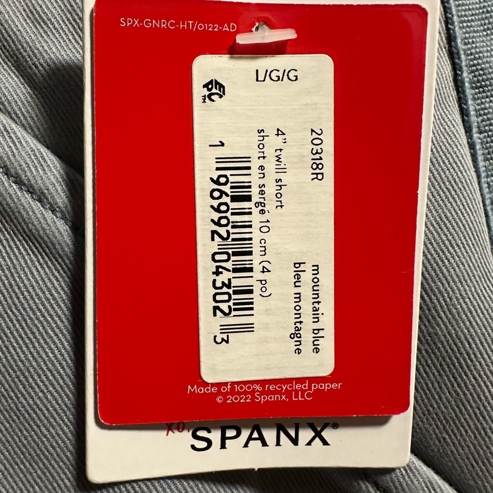 Spanx 4" Twill Short  Mountain Blue Size Large - Picture 7 of 10